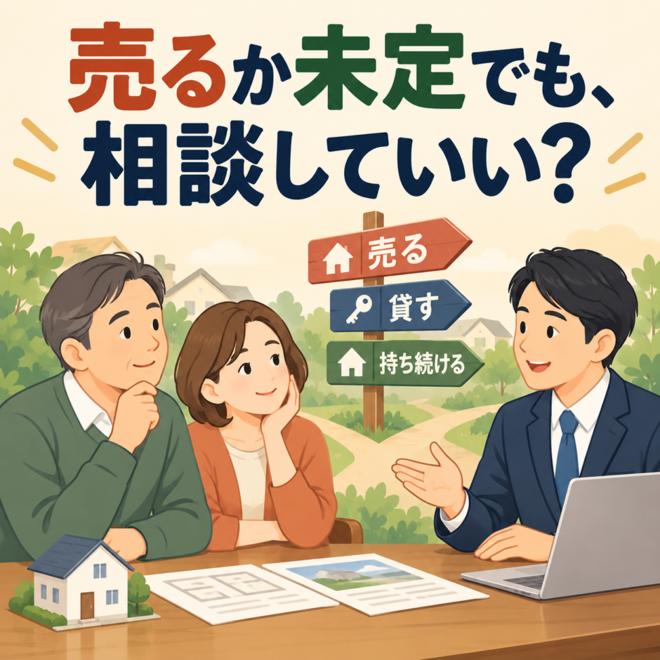 売却を決める前の不動産相談を表すイラスト