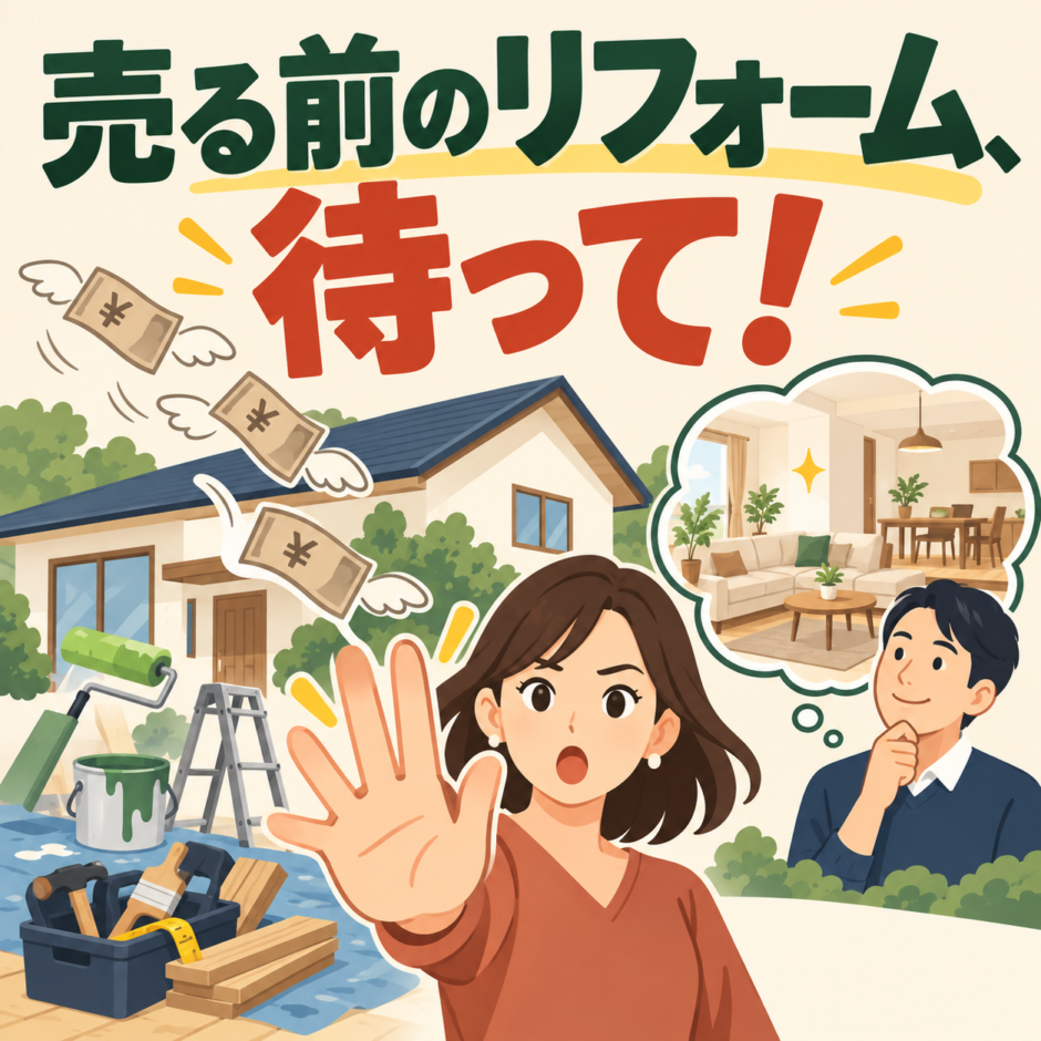売却前のリフォームを考えるイラスト