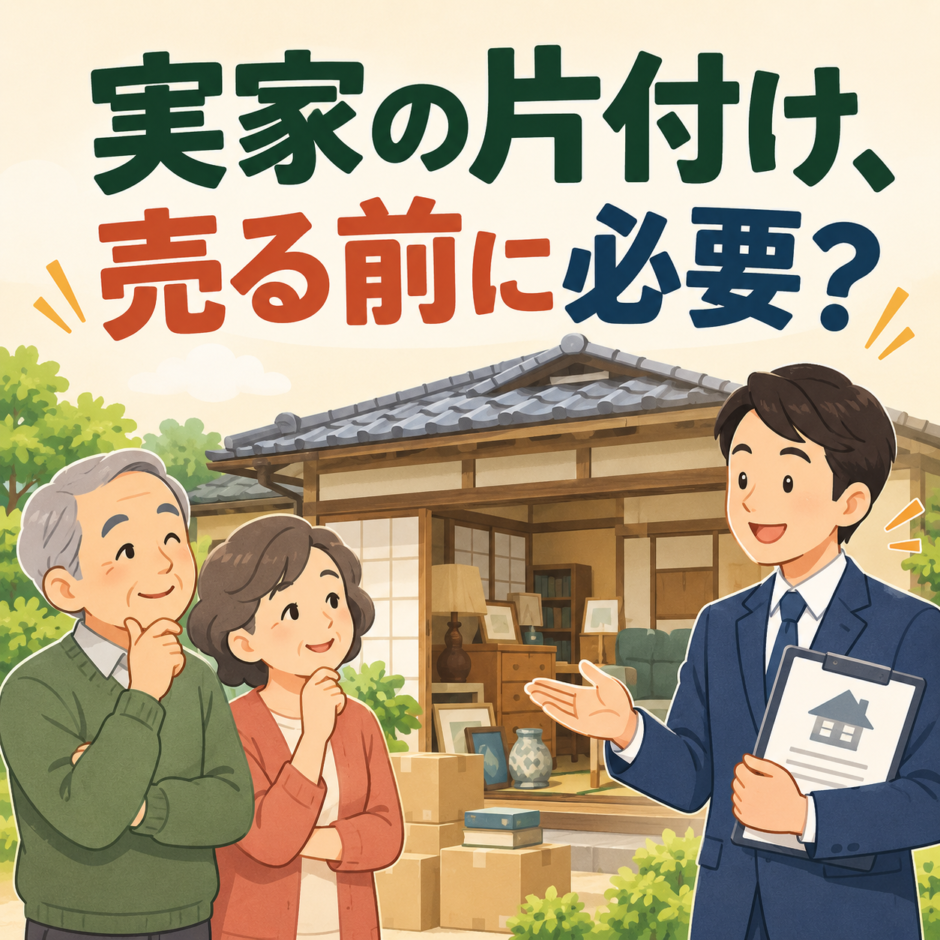 相続した実家を片付ける前に相談するイラスト